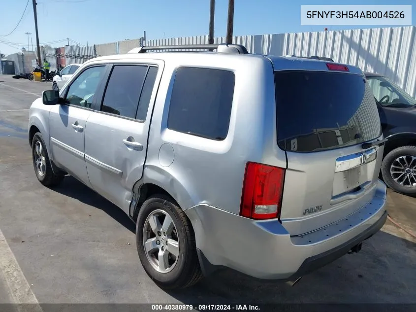 2010 Honda Pilot Ex-L VIN: 5FNYF3H54AB004526 Lot: 40380979