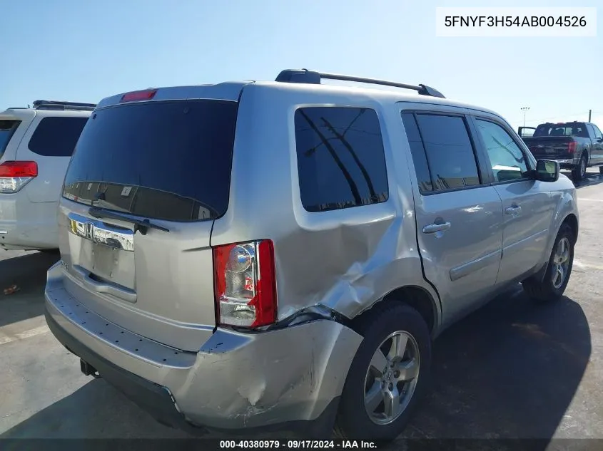 5FNYF3H54AB004526 2010 Honda Pilot Ex-L