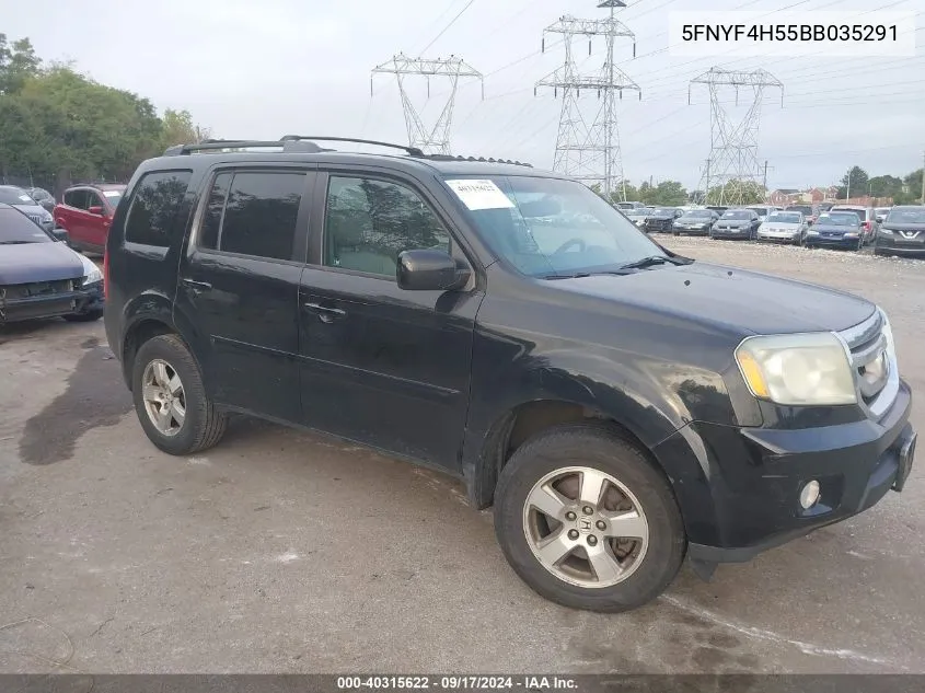 2011 Honda Pilot Ex-L VIN: 5FNYF4H55BB035291 Lot: 40315622