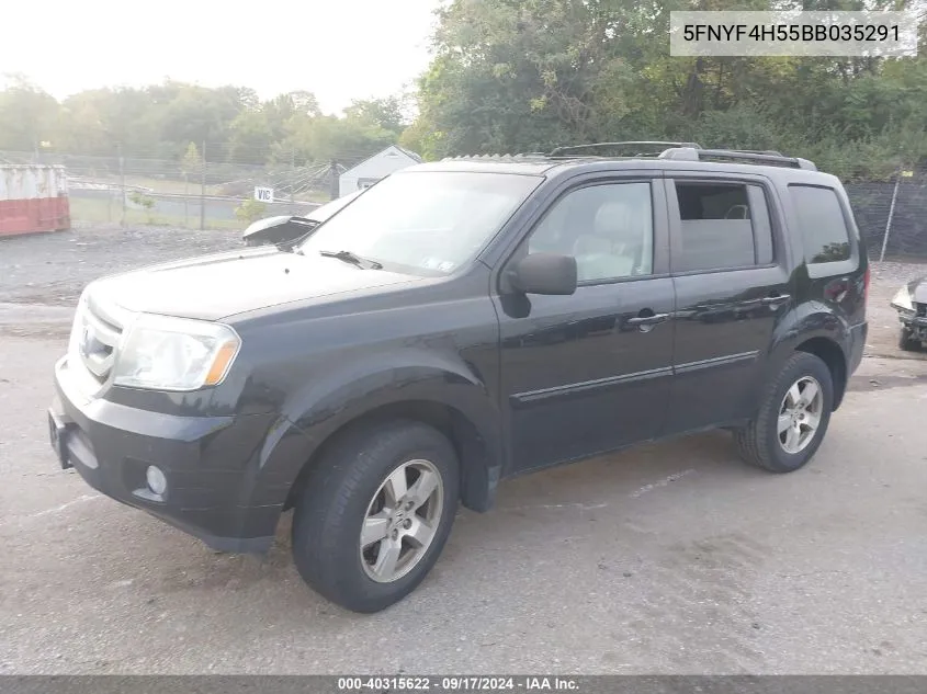 2011 Honda Pilot Ex-L VIN: 5FNYF4H55BB035291 Lot: 40315622