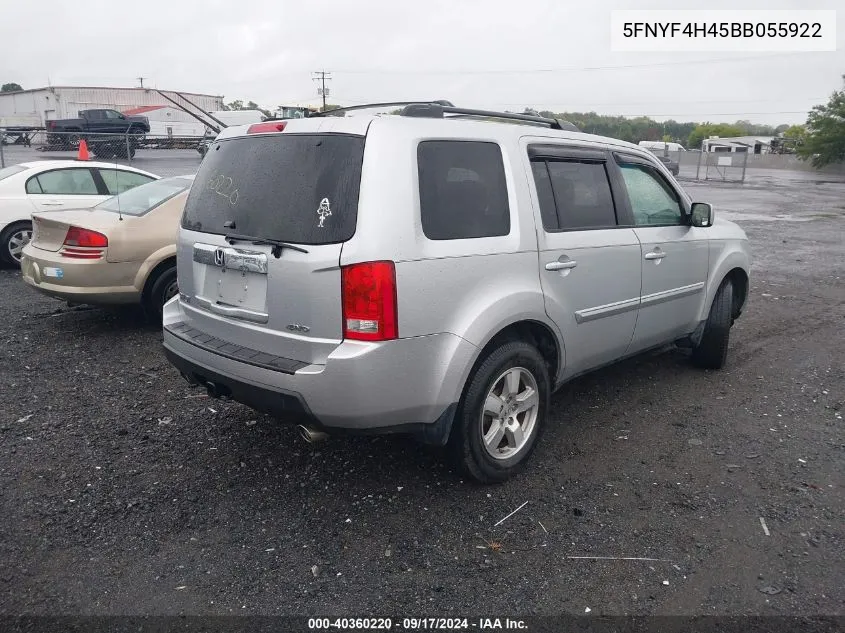 5FNYF4H45BB055922 2011 Honda Pilot Ex