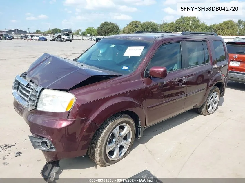 2013 Honda Pilot Ex-L VIN: 5FNYF3H58DB042720 Lot: 40351538