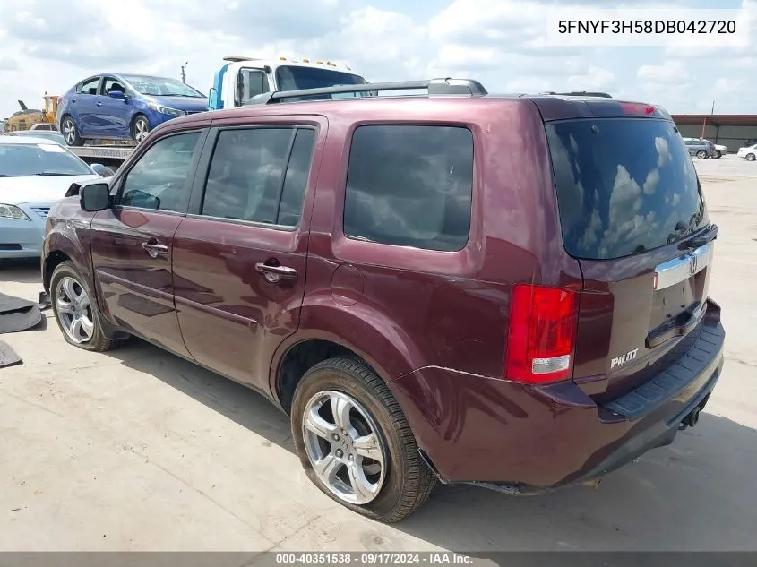 2013 Honda Pilot Ex-L VIN: 5FNYF3H58DB042720 Lot: 40351538