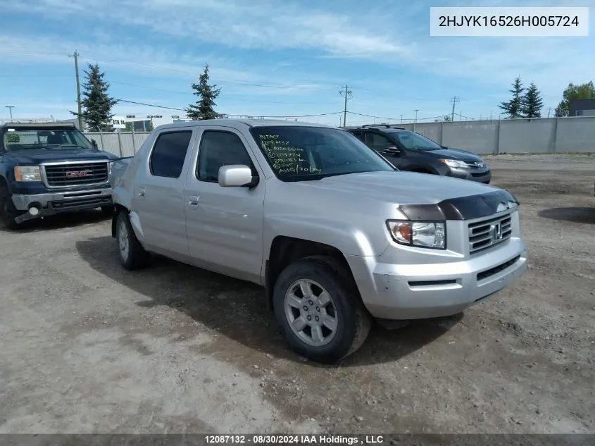 2006 Honda Ridgeline VIN: 2HJYK16526H005724 Lot: 12087132