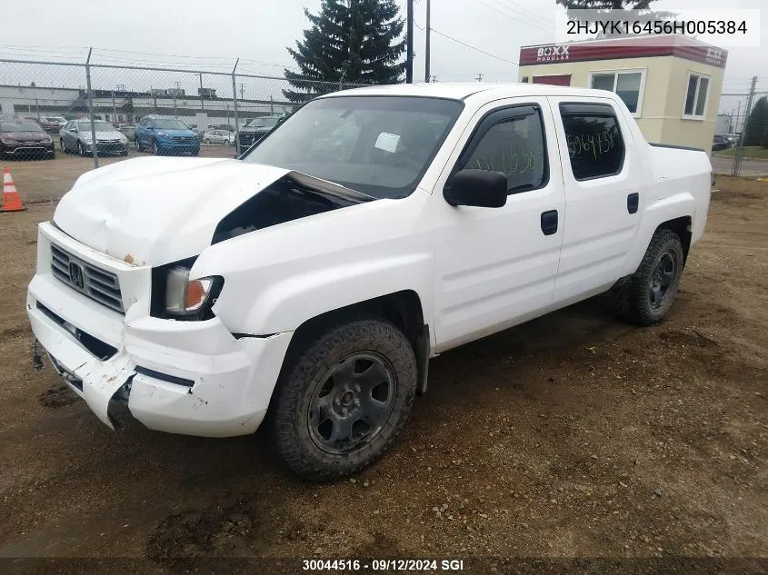 2006 Honda Ridgeline Rts VIN: 2HJYK16456H005384 Lot: 30044516