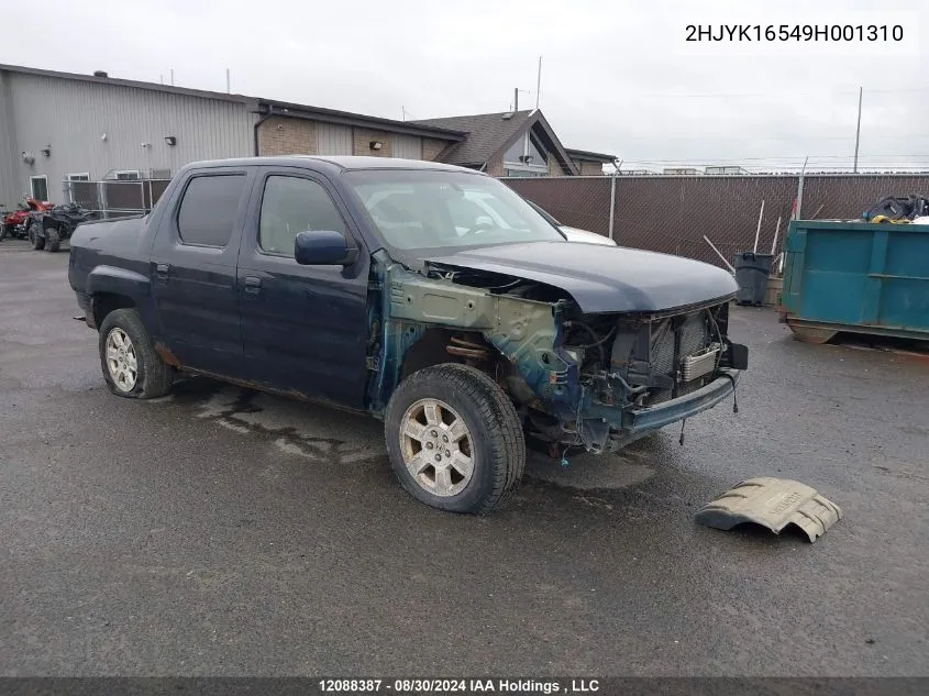 2009 Honda Ridgeline VIN: 2HJYK16549H001310 Lot: 12088387