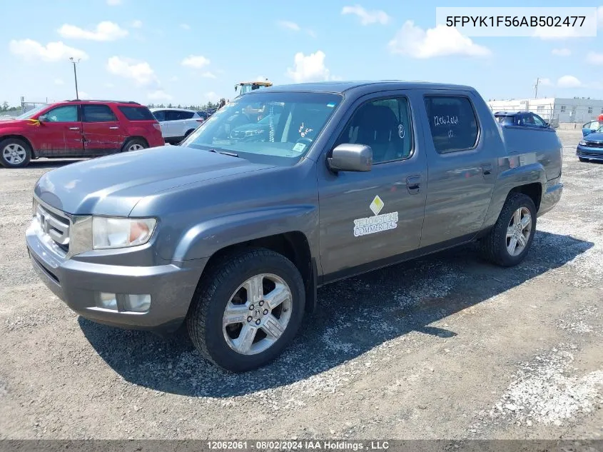 2010 Honda Ridgeline VIN: 5FPYK1F56AB502477 Lot: 12062061