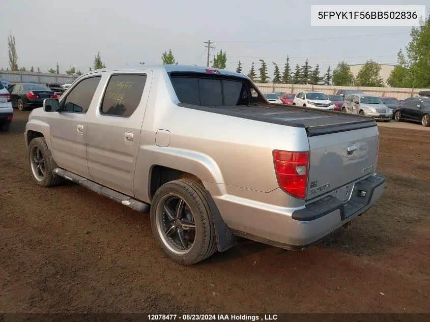 5FPYK1F56BB502836 2011 Honda Ridgeline Rtl