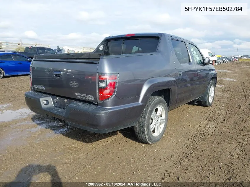 2014 Honda Ridgeline Rtl VIN: 5FPYK1F57EB502784 Lot: 12085962