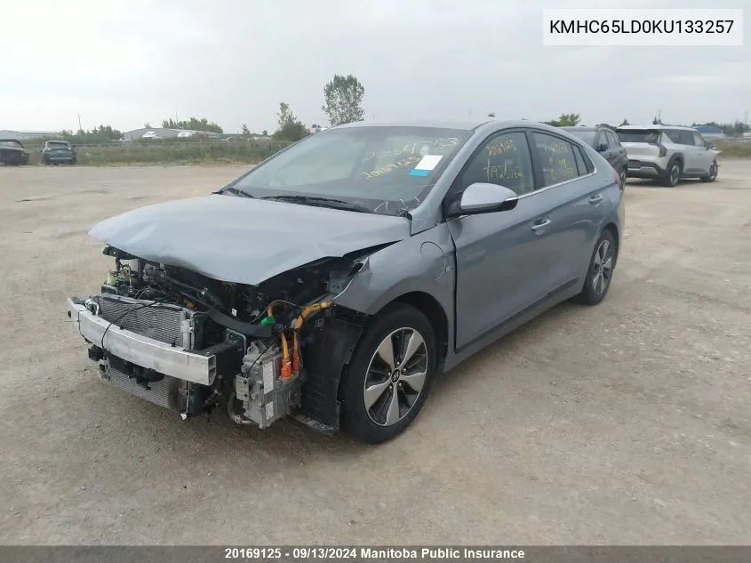 KMHC65LD0KU133257 2019 Hyundai Ioniq Preferred Electric Plus