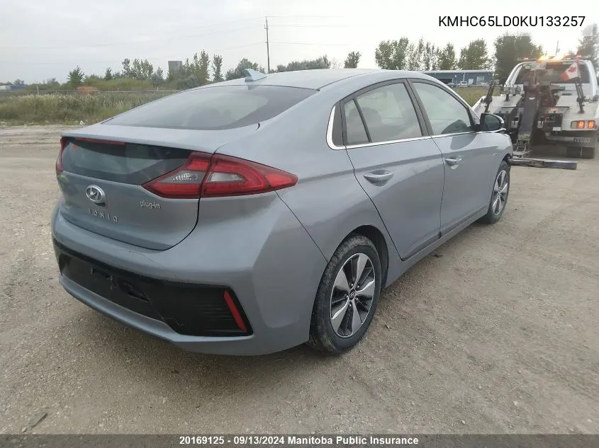 2019 Hyundai Ioniq Preferred Electric Plus VIN: KMHC65LD0KU133257 Lot: 20169125