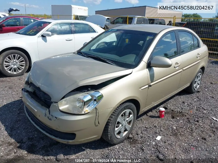 2008 Hyundai Accent Gls VIN: KMHCN45C58U204267 Lot: 12047257