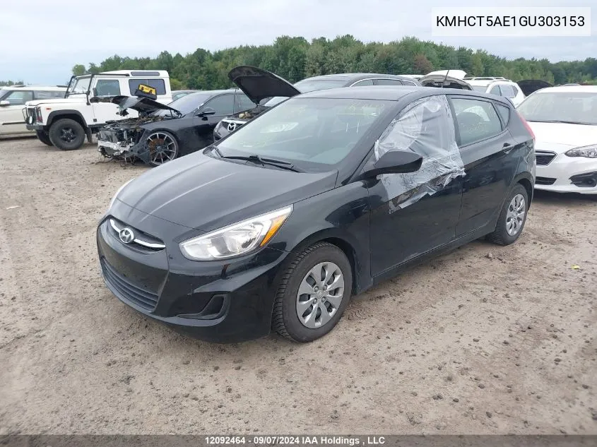 2016 Hyundai Accent Gl VIN: KMHCT5AE1GU303153 Lot: 12092464