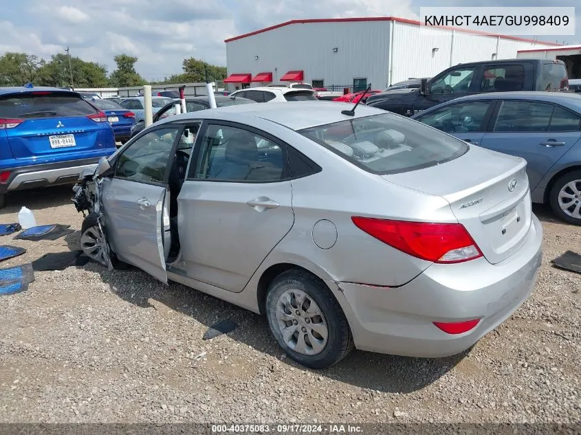 2016 Hyundai Accent Se VIN: KMHCT4AE7GU998409 Lot: 40375083