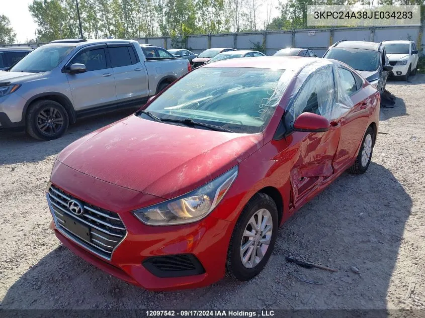 2018 Hyundai Accent Gl VIN: 3KPC24A38JE034283 Lot: 12097542