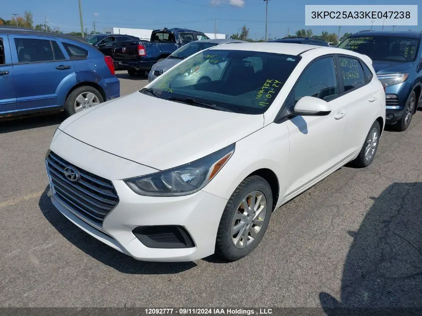 2019 Hyundai Accent Preferred VIN: 3KPC25A33KE047238 Lot: 12092777