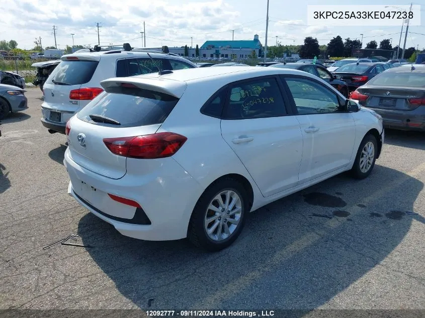 2019 Hyundai Accent Preferred VIN: 3KPC25A33KE047238 Lot: 12092777