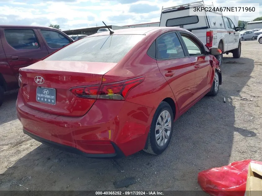 3KPC24A67NE171960 2022 Hyundai Accent Se