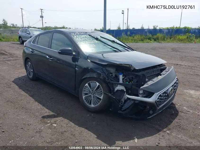 2020 Hyundai Ioniq Sel VIN: KMHC75LD0LU192761 Lot: 12064903