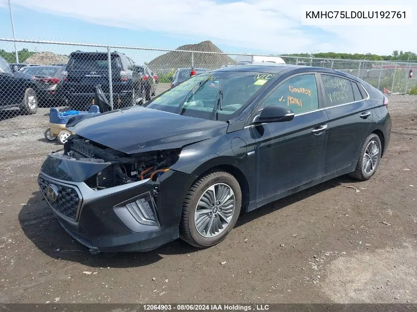 2020 Hyundai Ioniq Sel VIN: KMHC75LD0LU192761 Lot: 12064903