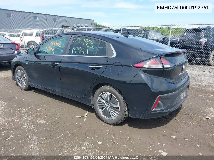 2020 Hyundai Ioniq Sel VIN: KMHC75LD0LU192761 Lot: 12064903