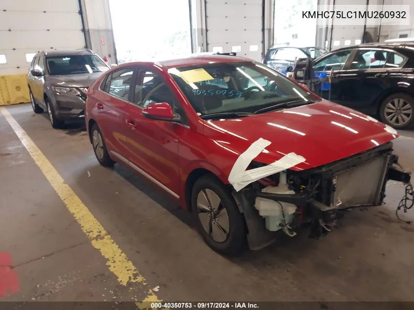 KMHC75LC1MU260932 2021 Hyundai Ioniq Hybrid Se