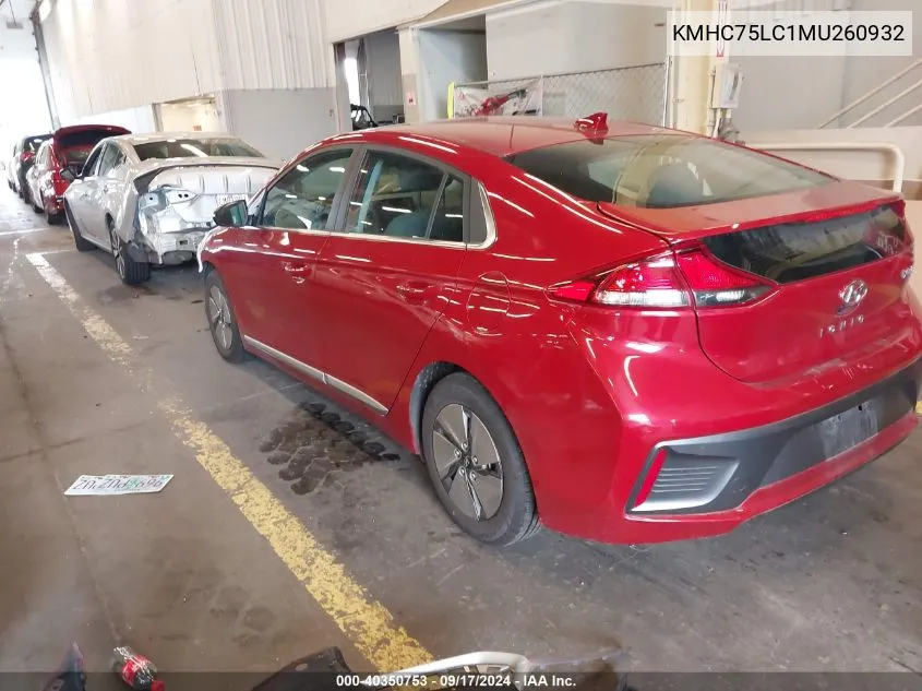 KMHC75LC1MU260932 2021 Hyundai Ioniq Hybrid Se