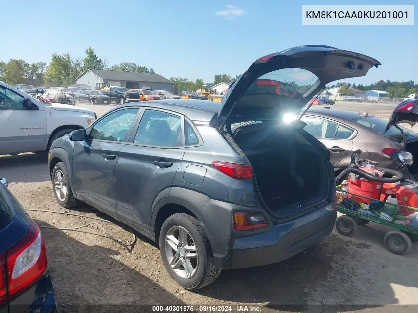 2019 Hyundai Kona Se VIN: KM8K1CAA0KU201001 Lot: 40301975