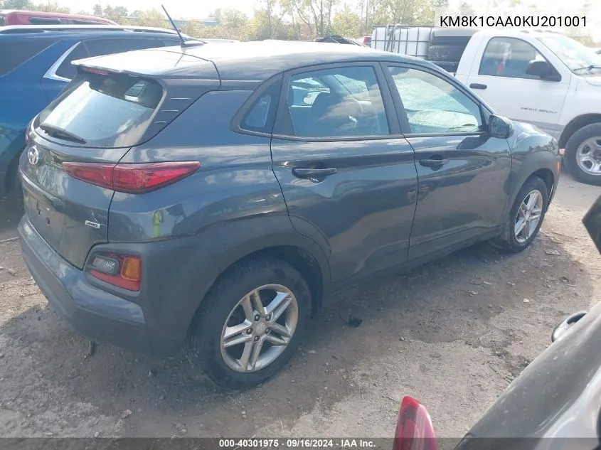 2019 Hyundai Kona Se VIN: KM8K1CAA0KU201001 Lot: 40301975