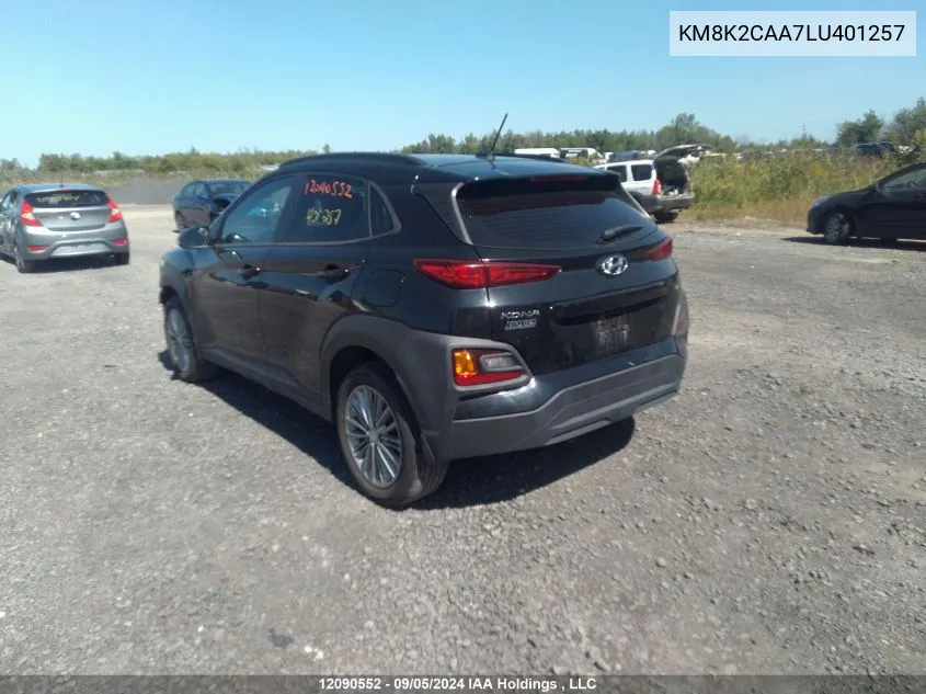 2020 Hyundai Kona Preferred Awd VIN: KM8K2CAA7LU401257 Lot: 12090552