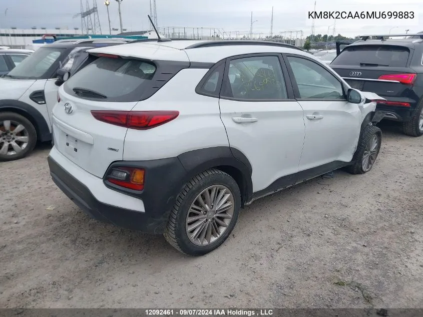 2021 Hyundai Kona Preferred Awd VIN: KM8K2CAA6MU699883 Lot: 12092461