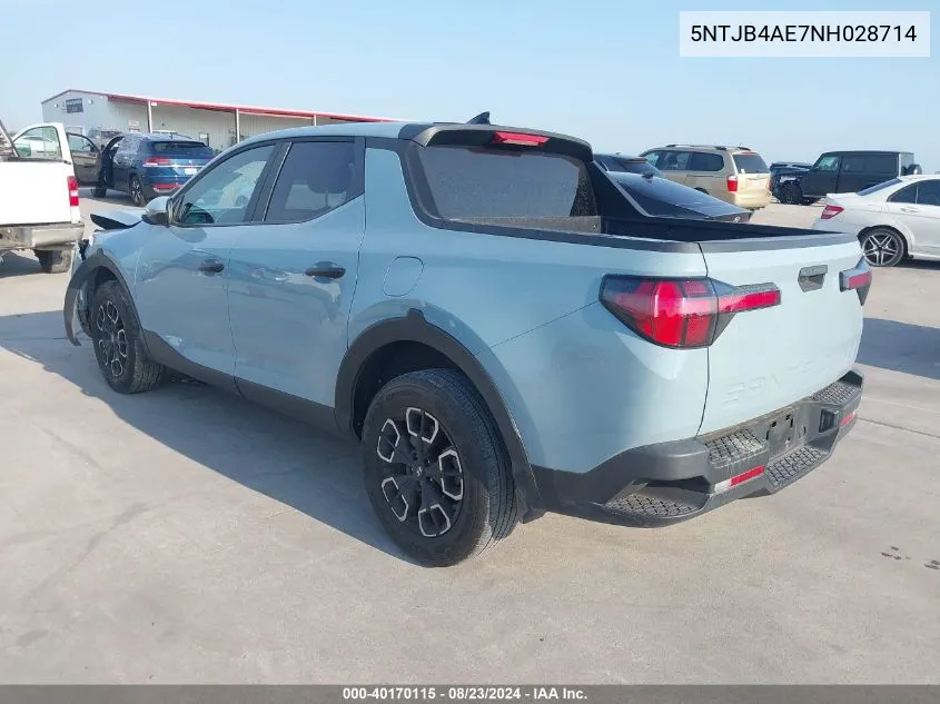 2022 Hyundai Santa Cruz Sel VIN: 5NTJB4AE7NH028714 Lot: 40170115