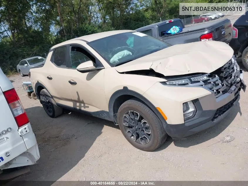 2022 Hyundai Santa Cruz Sel VIN: 5NTJBDAE5NH006310 Lot: 40184655