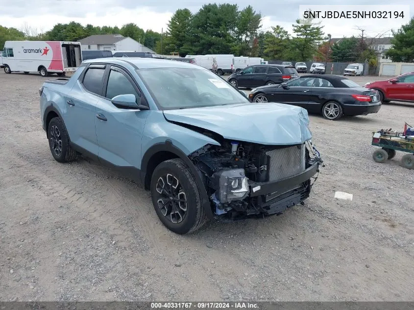 2022 Hyundai Santa Cruz Sel VIN: 5NTJBDAE5NH032194 Lot: 40331767