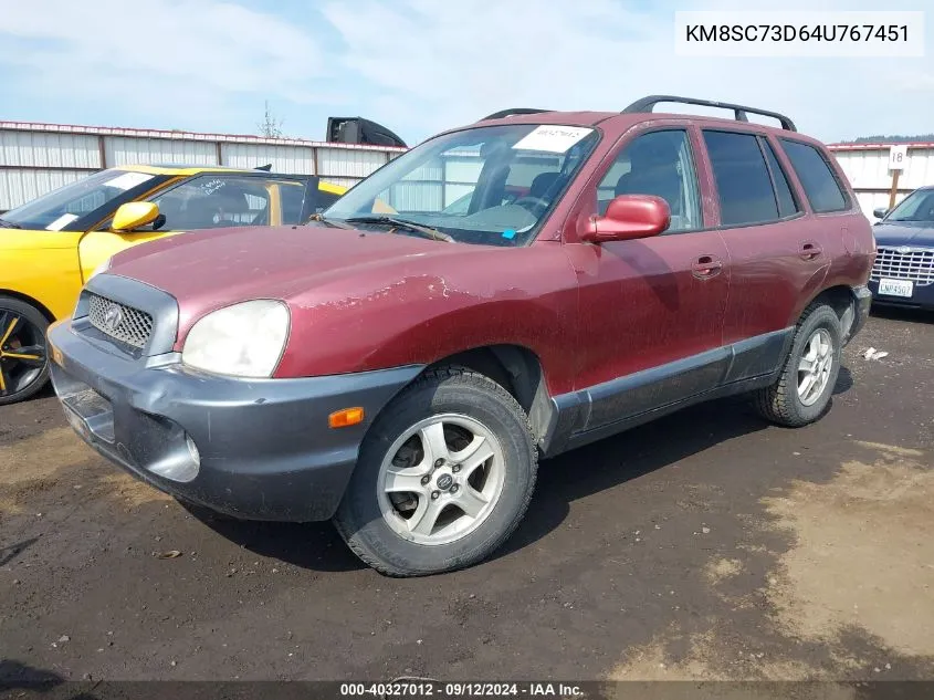 2004 Hyundai Santa Fe Gls VIN: KM8SC73D64U767451 Lot: 40327012