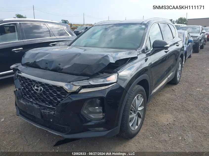 2019 Hyundai Santa Fe Luxury VIN: 5NMS3CAA5KH111171 Lot: 12082833