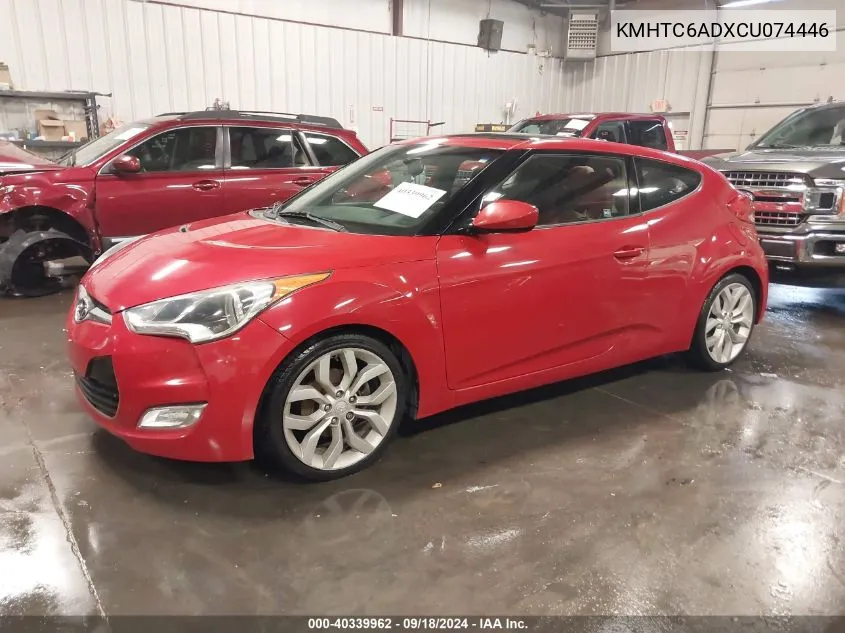 KMHTC6ADXCU074446 2012 Hyundai Veloster Base W/Red/Black