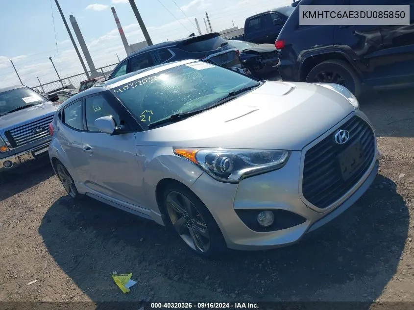 2013 Hyundai Veloster Turbo W/Blue VIN: KMHTC6AE3DU085850 Lot: 40320326