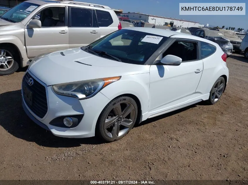 2013 Hyundai Veloster Turbo W/Black VIN: KMHTC6AE8DU178749 Lot: 40379121