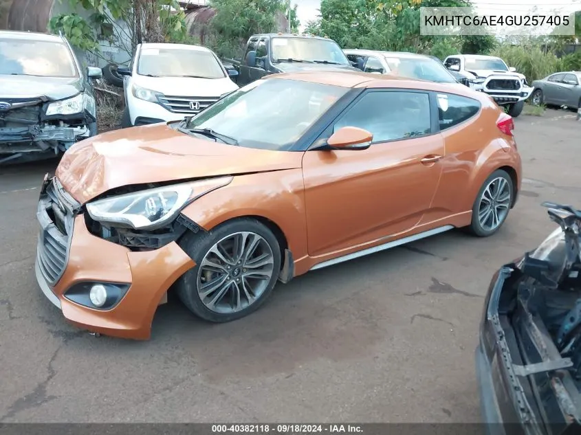 2016 Hyundai Veloster Turbo VIN: KMHTC6AE4GU257405 Lot: 40382118