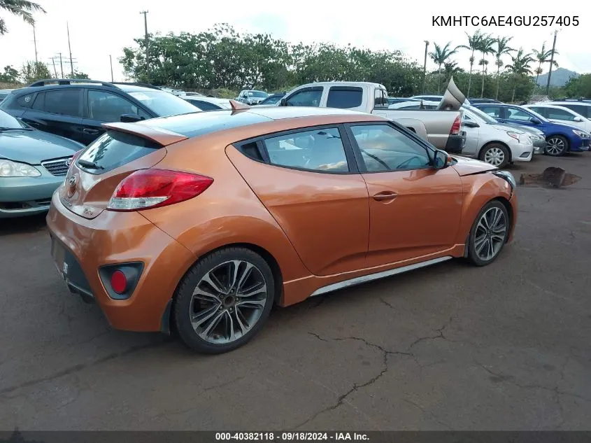 2016 Hyundai Veloster Turbo VIN: KMHTC6AE4GU257405 Lot: 40382118