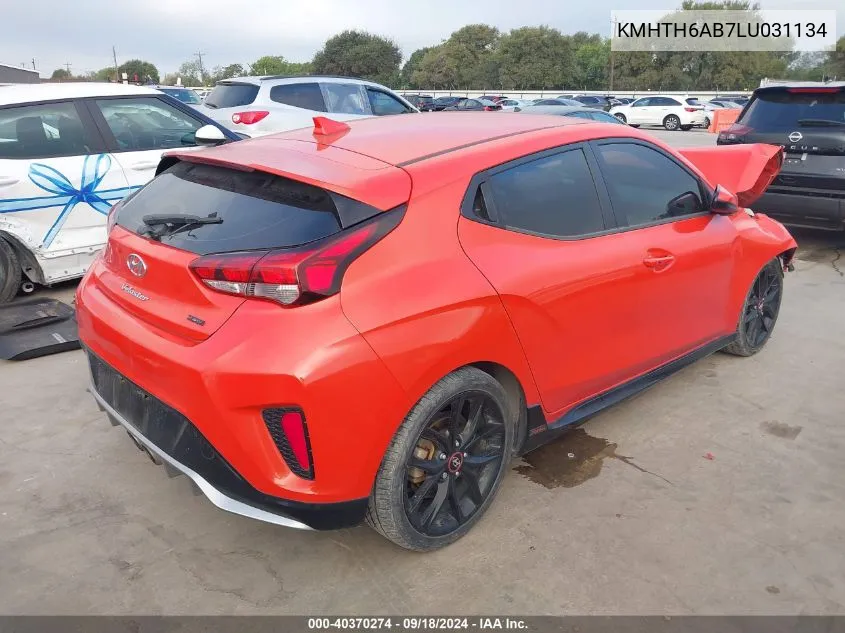 2020 Hyundai Veloster Turbo/Turbo R-Spec/Turbo Ultimate VIN: KMHTH6AB7LU031134 Lot: 40370274