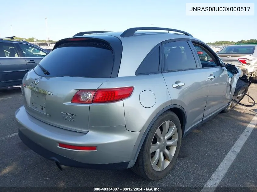 2003 Infiniti Fx35 VIN: JNRAS08U03X000517 Lot: 40334897