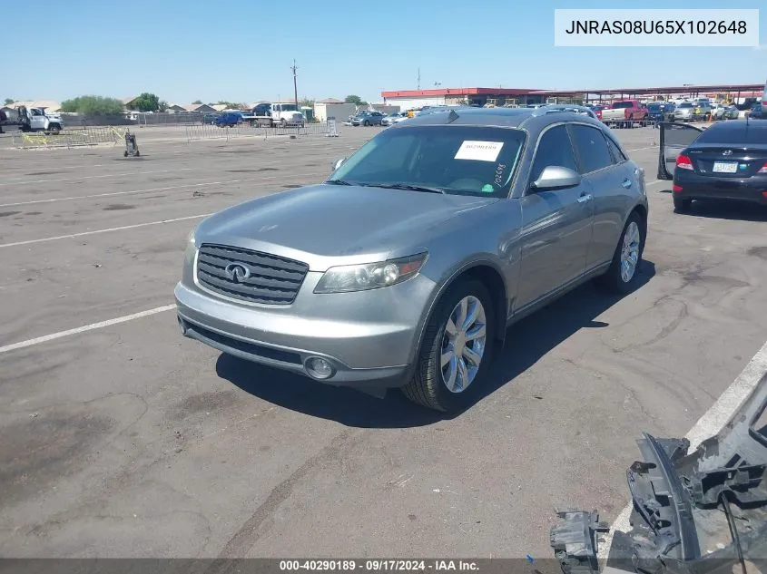 2005 Infiniti Fx35 VIN: JNRAS08U65X102648 Lot: 40290189