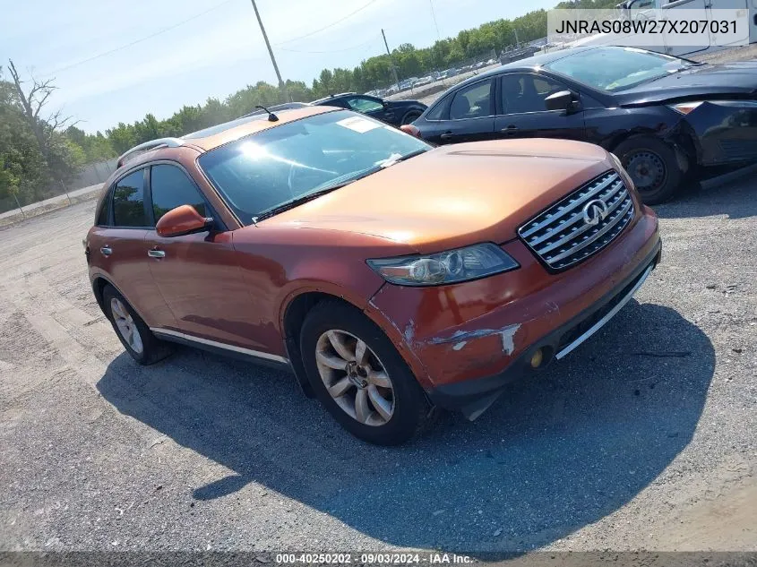 2007 Infiniti Fx35 VIN: JNRAS08W27X207031 Lot: 40250202