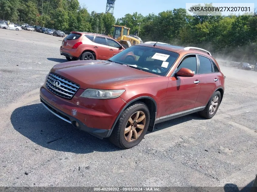 2007 Infiniti Fx35 VIN: JNRAS08W27X207031 Lot: 40250202