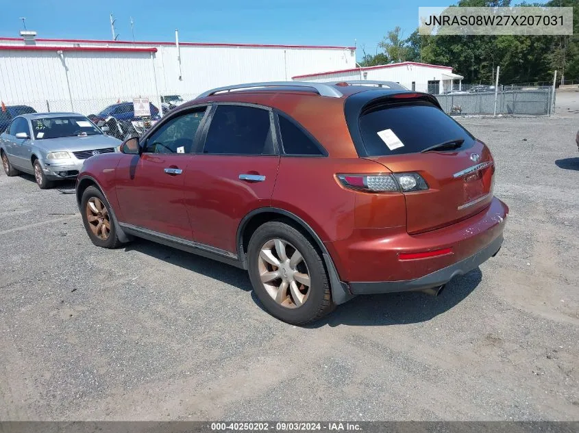 2007 Infiniti Fx35 VIN: JNRAS08W27X207031 Lot: 40250202