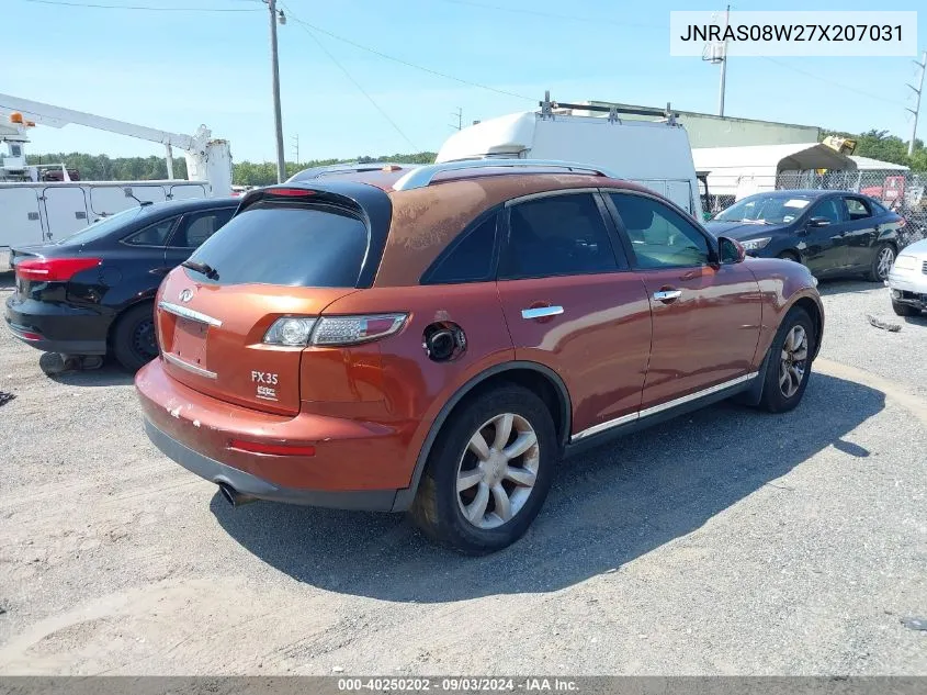 2007 Infiniti Fx35 VIN: JNRAS08W27X207031 Lot: 40250202