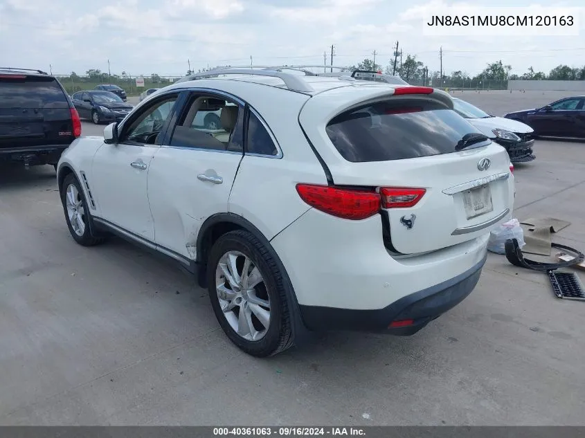 2012 Infiniti Fx35 VIN: JN8AS1MU8CM120163 Lot: 40361063