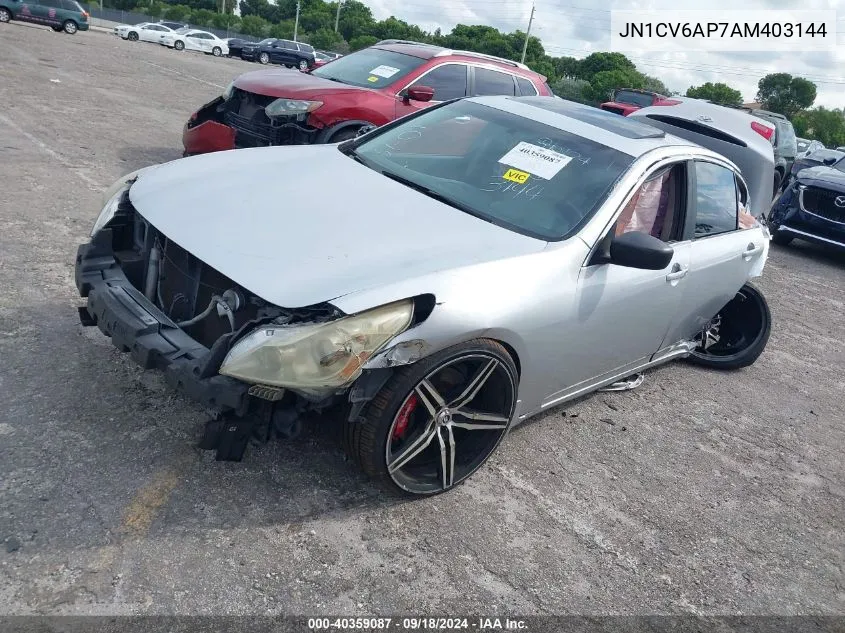 2010 Infiniti G37 Sport VIN: JN1CV6AP7AM403144 Lot: 40359087